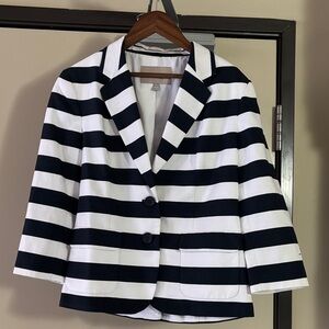 Women's Striped Blazer - Navy and White